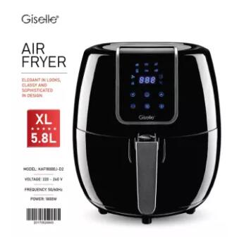 Giselle 5.8L Digital Air Fryer with Touch Control Timer Temperature Control 1800W