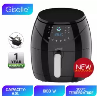Giselle 6.8L Digital Air Fryer with Touch Control Timer Temperature Control 1800W - Black KEA0206